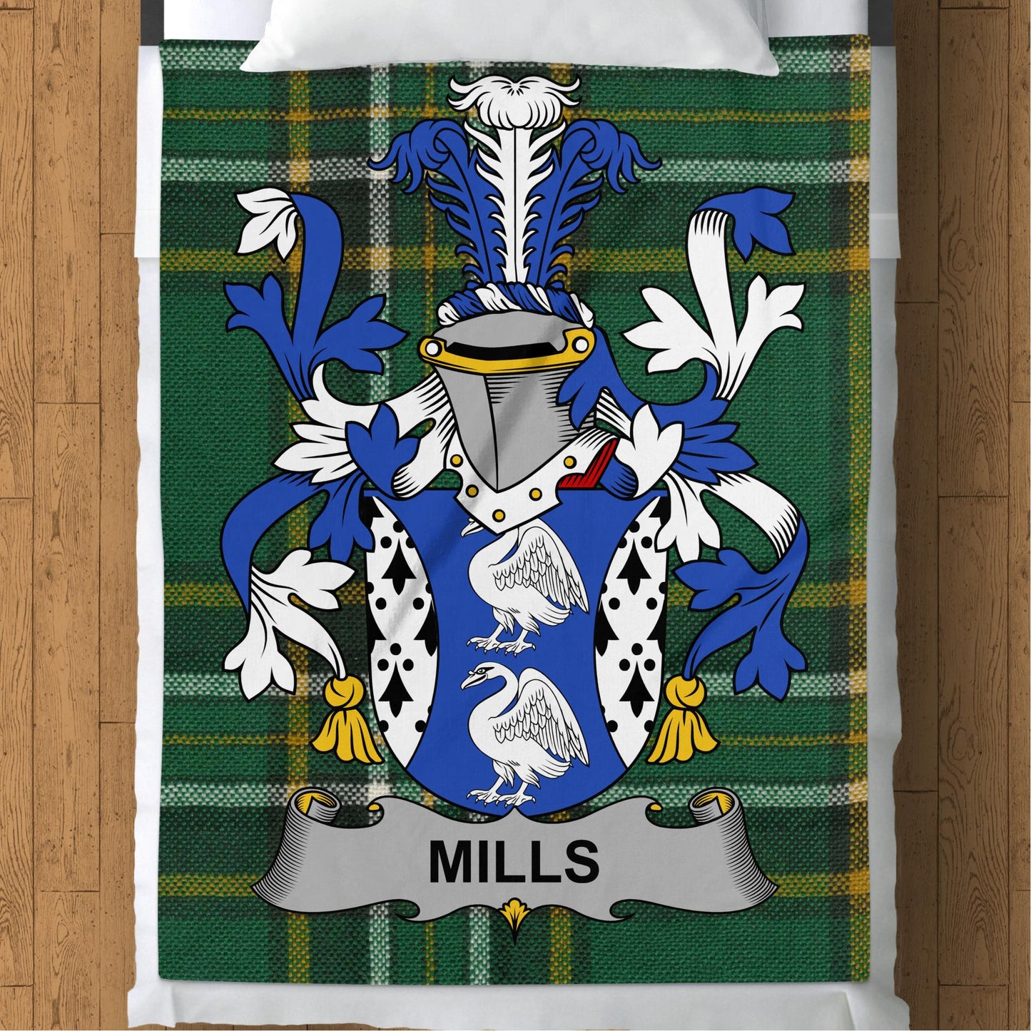 Mills Surname Irish Tartan Throw Blanket - Living Stone Gifts