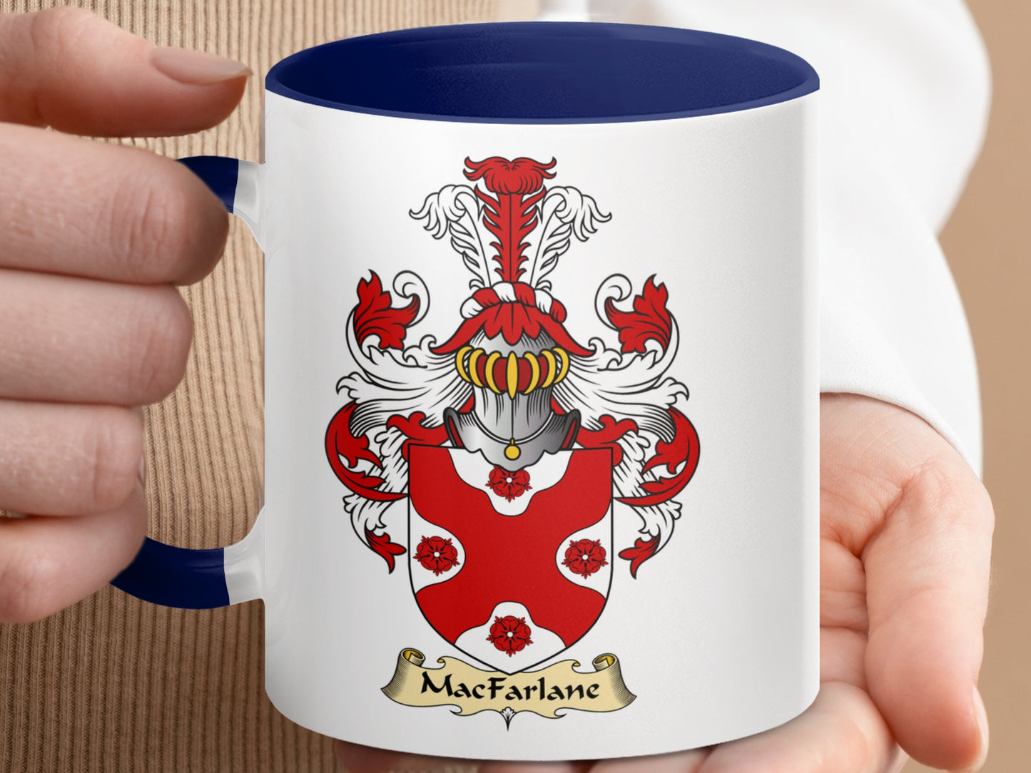 MacFarlane Clan Scottish Coat of Arms Crest Accent Mug - Living Stone Gifts