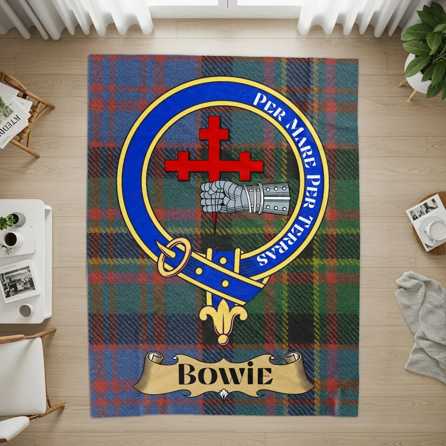 Clan Crest Plaid Design Custom Bowie Rug product type