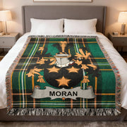 Moran Irish Woven Blanket | O'Moran Family Crest Tartan Throw