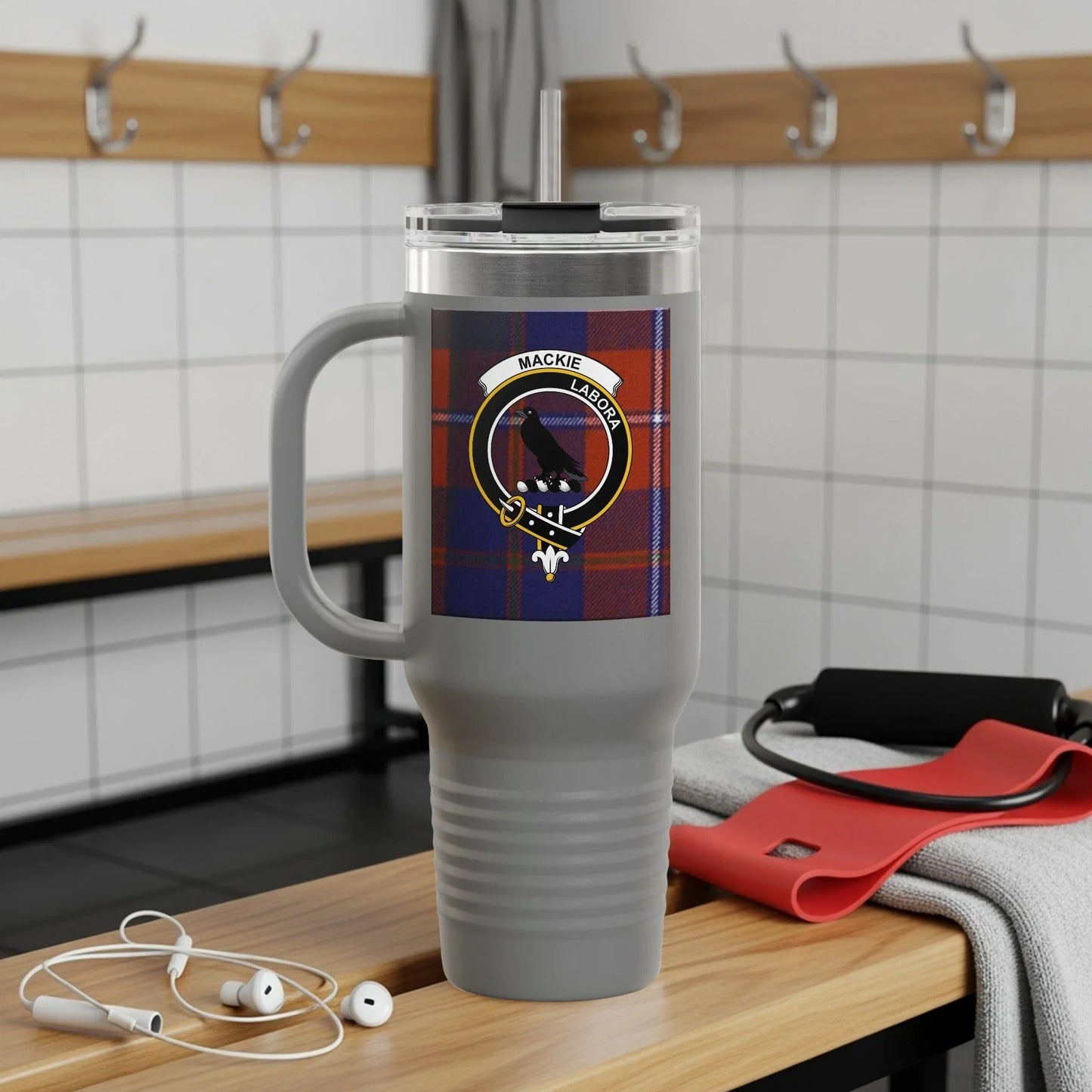 Stylish Plaid Insulated Travel Mug for Sports Enthusiasts product