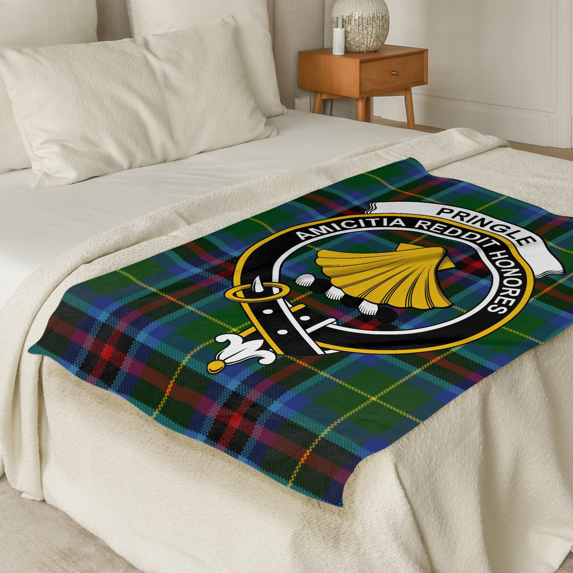 Custom Name Scottish or Irish Clan Crest Tartan Blanket - Choose Your Clan Crest - Living Stone Gifts