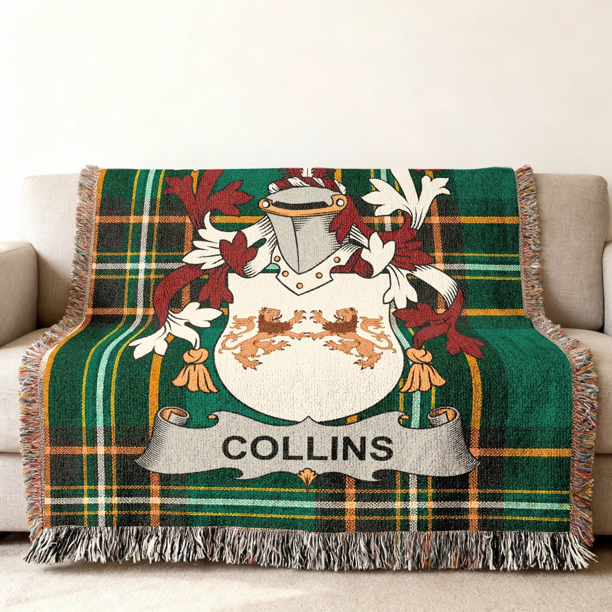 Collins Family Crest Green Plaid Throw product type