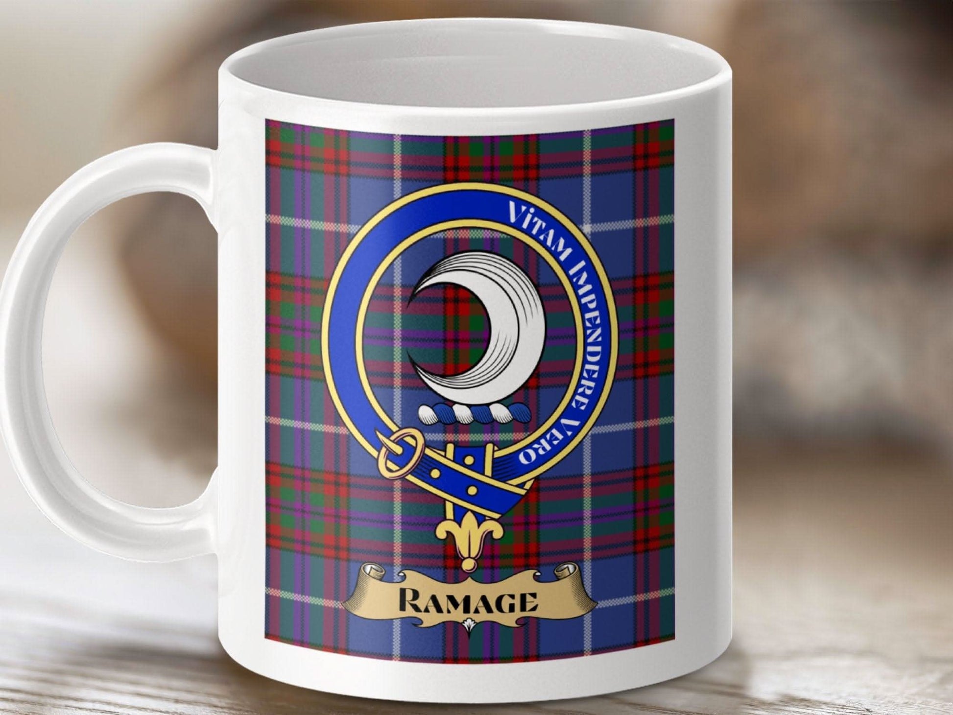 Clan Ramage Crest Tartan Mug for Scottish Pride product