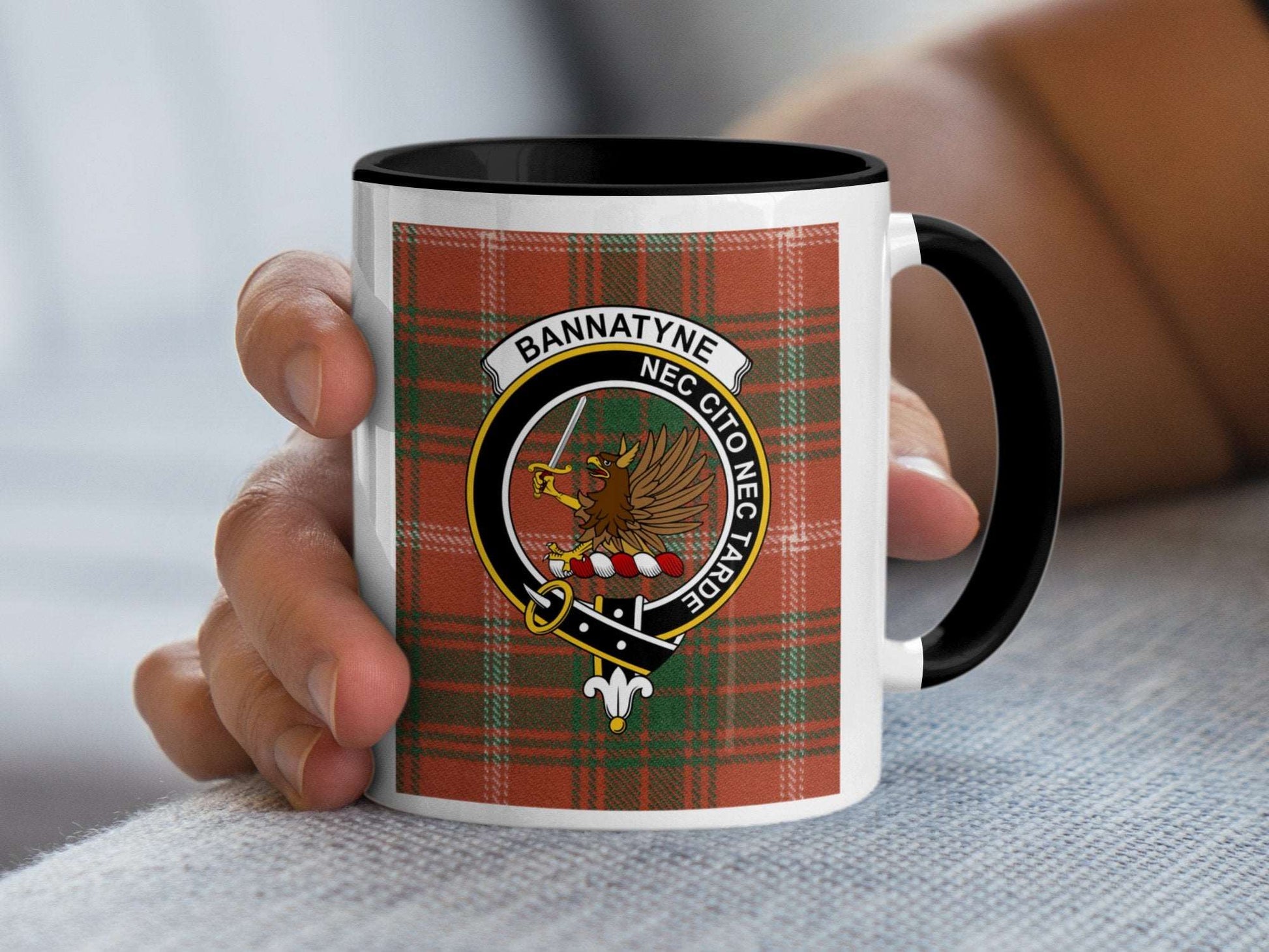 Bannatyne Family Clan Crest Tartan Plaid Design Mug - Living Stone Gifts