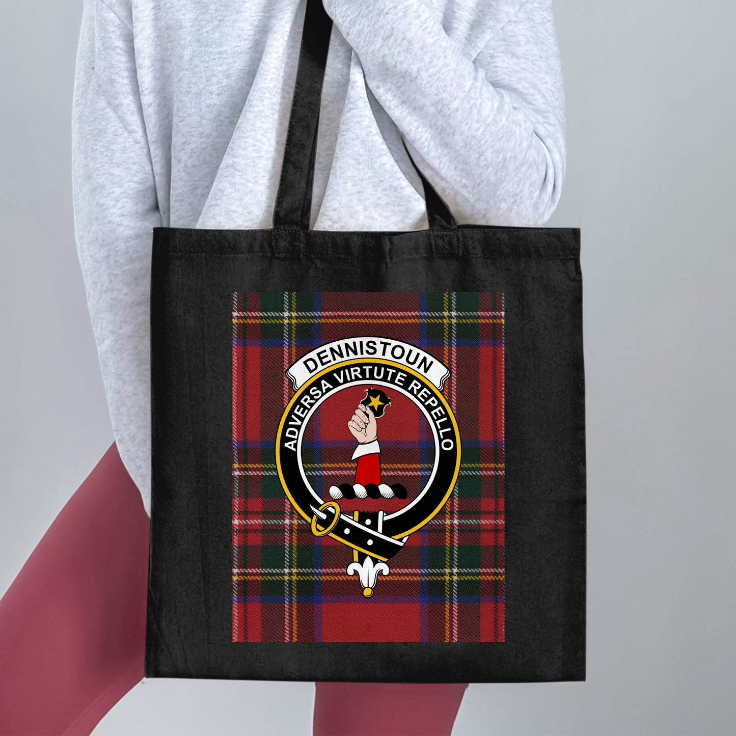 Dennistoun Scottish Clan Tartan Crest Tote Bag - Living Stone Gifts