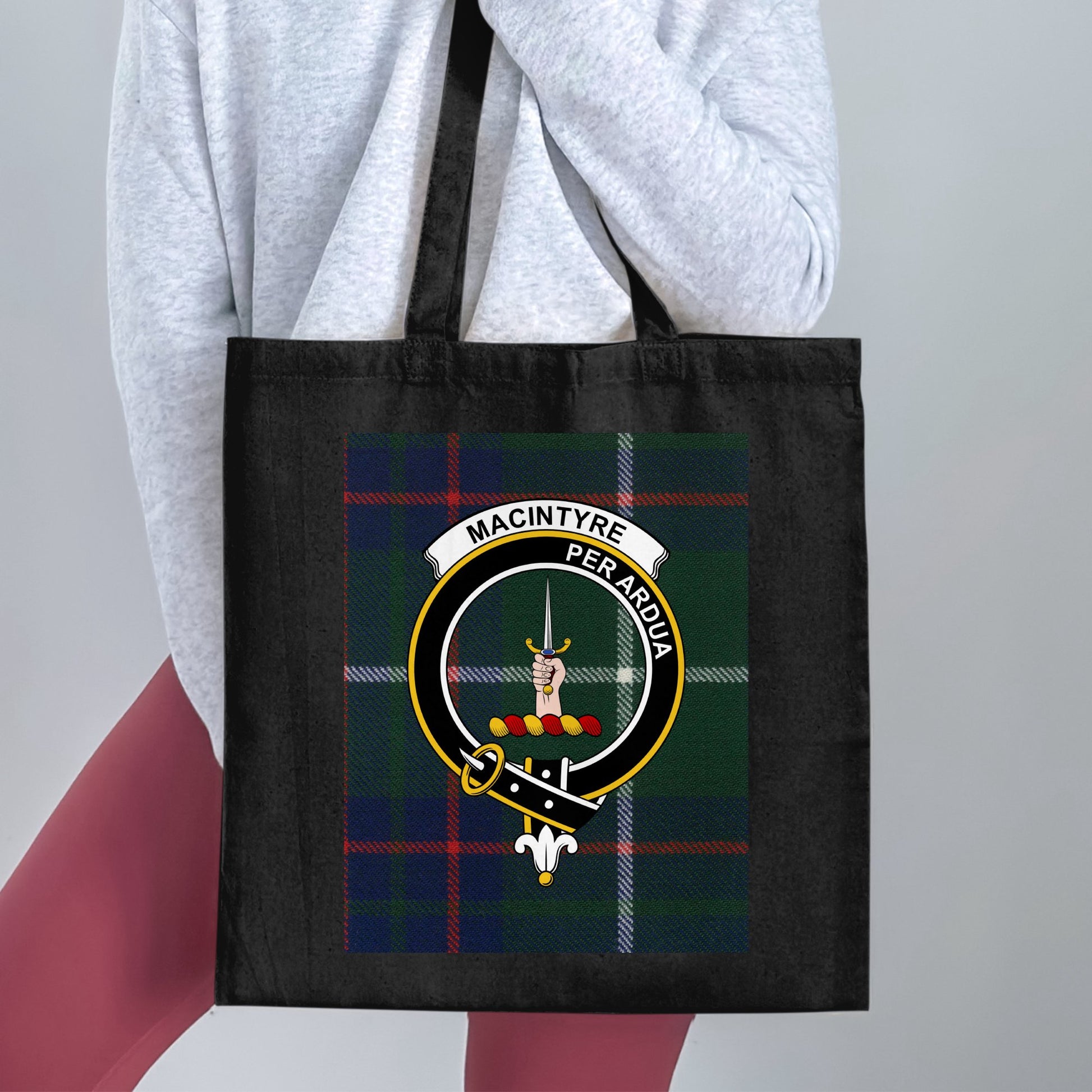 Macintyre Per Ardua Scottish Crest Tartan Tote Bag - Living Stone Gifts