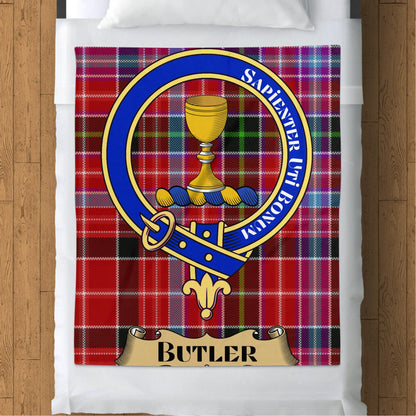 Butler Clan Crest Scottish Tartan Throw Blanket - Living Stone Gifts