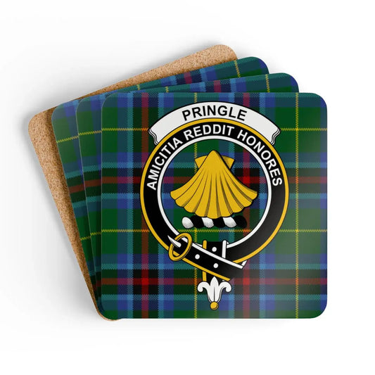 Pringle Clan Crest Plaid Print Coasters set of 4 product