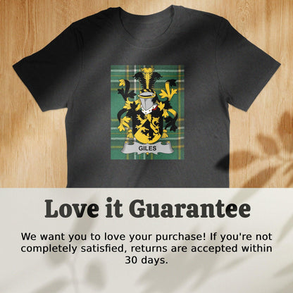 Giles Family Crest Irish National Tartan T-Shirt - Celtic Ancestry Gifts