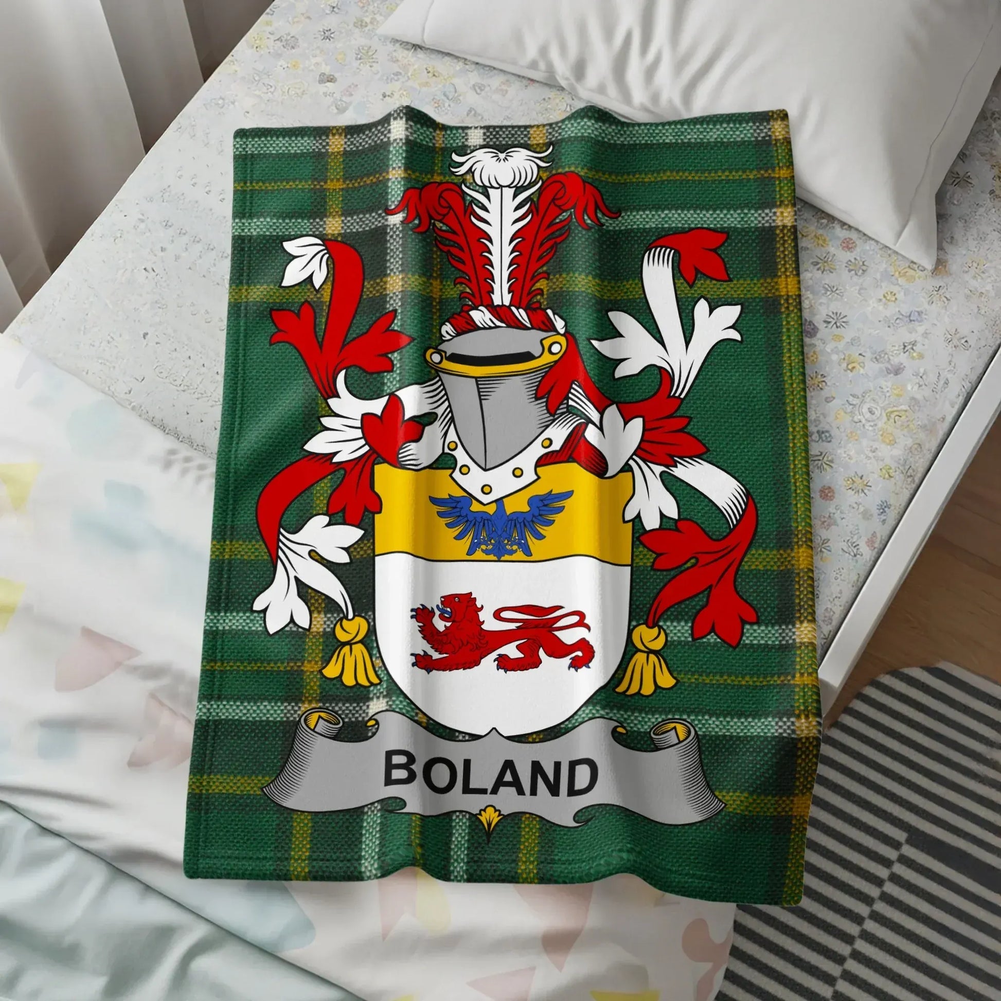 Boland Family Crest Plaid Personalized Blanket product