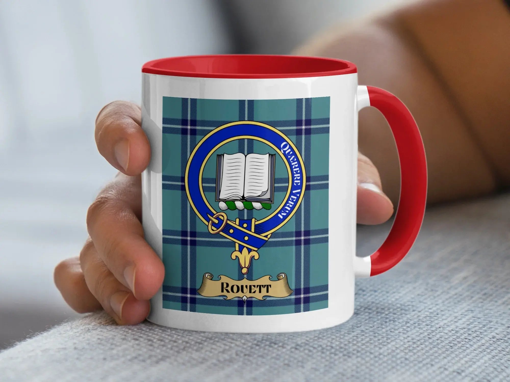 Custom Scottish Clan Crest Mug with Tartan Design