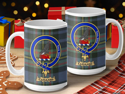 Cleland Clan Crest Plaid Personalized Mug product