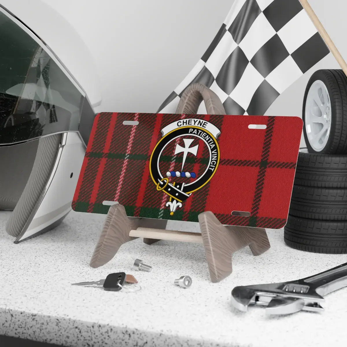 Racing Themed Plaid Design License Plate Frame product
