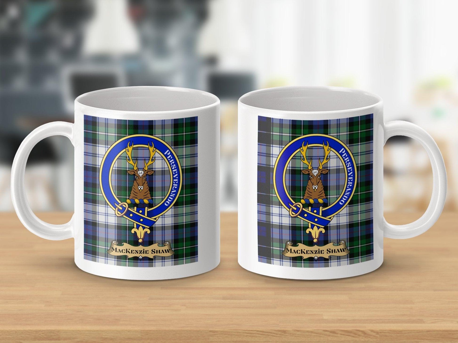 Traditional Scottish Clan MacKenzie Shaw Crest Plaid Mug - Living Stone Gifts