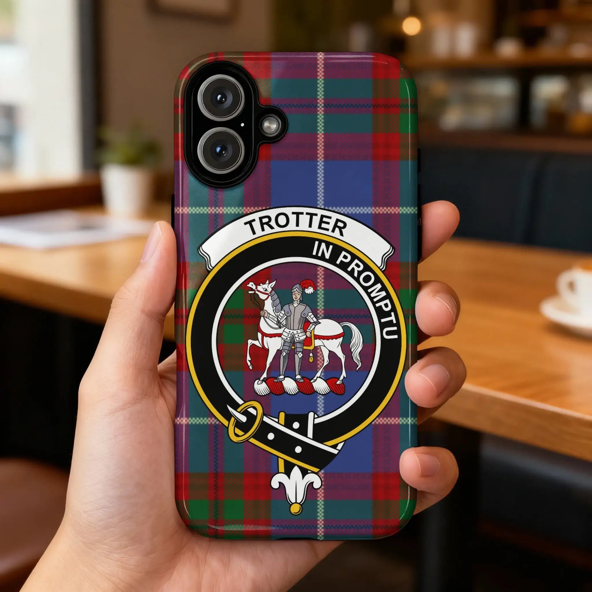 Trotter In Promptu Plaid Phone Case With Knight Logo
