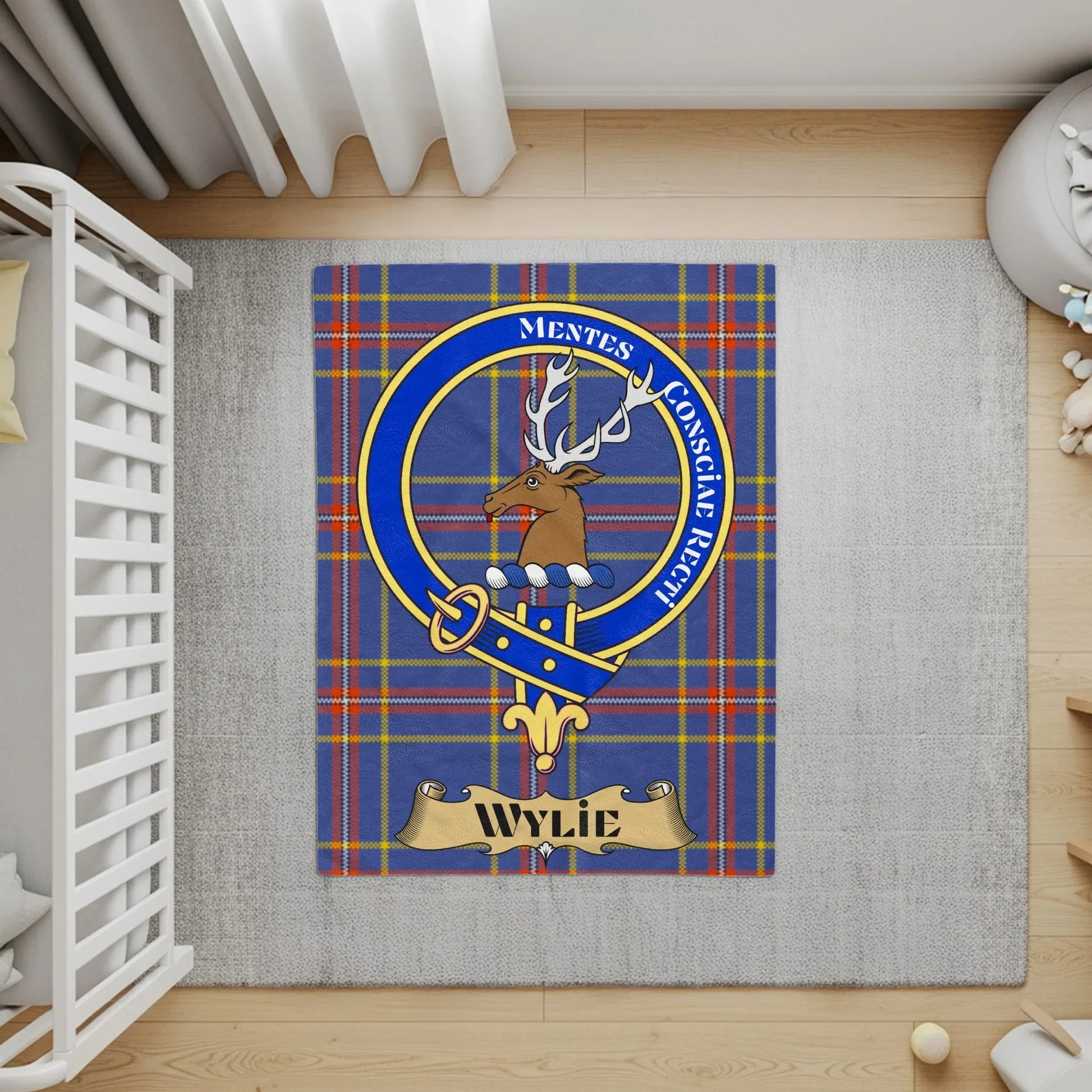 Blue Tartan Wylie Crest Rug for Home Décor Product Type