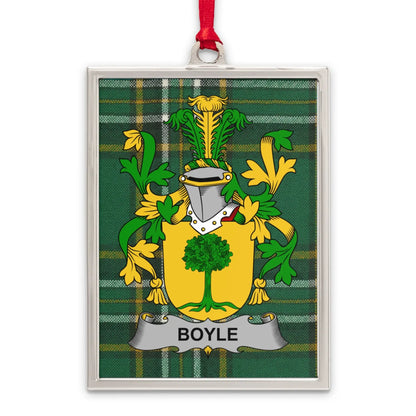 Boyle Family Crest Plaid Background Ornament product