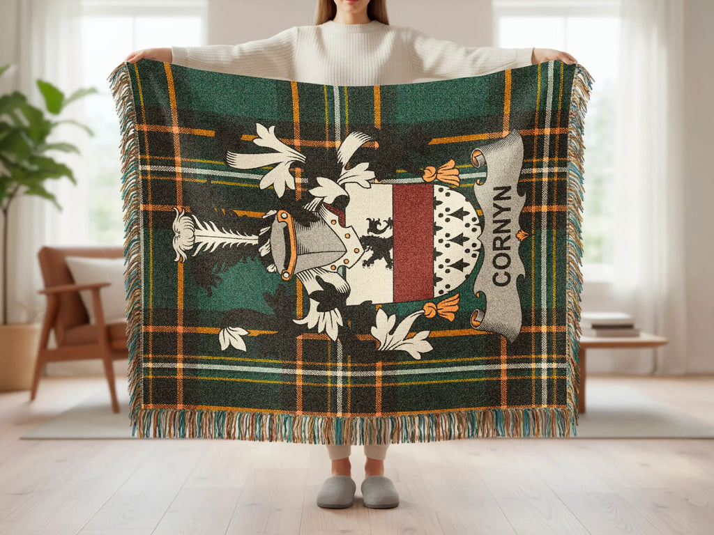 Cornyn Name Crest Design Plaid Throw Blanket product type