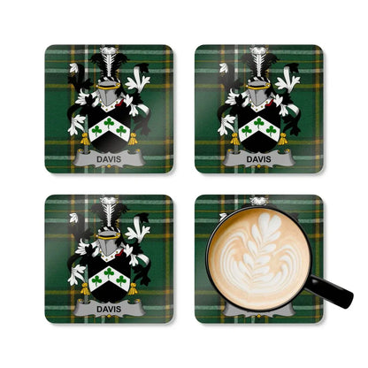 Personalized Davis Coat of Arms Plaid Coasters product