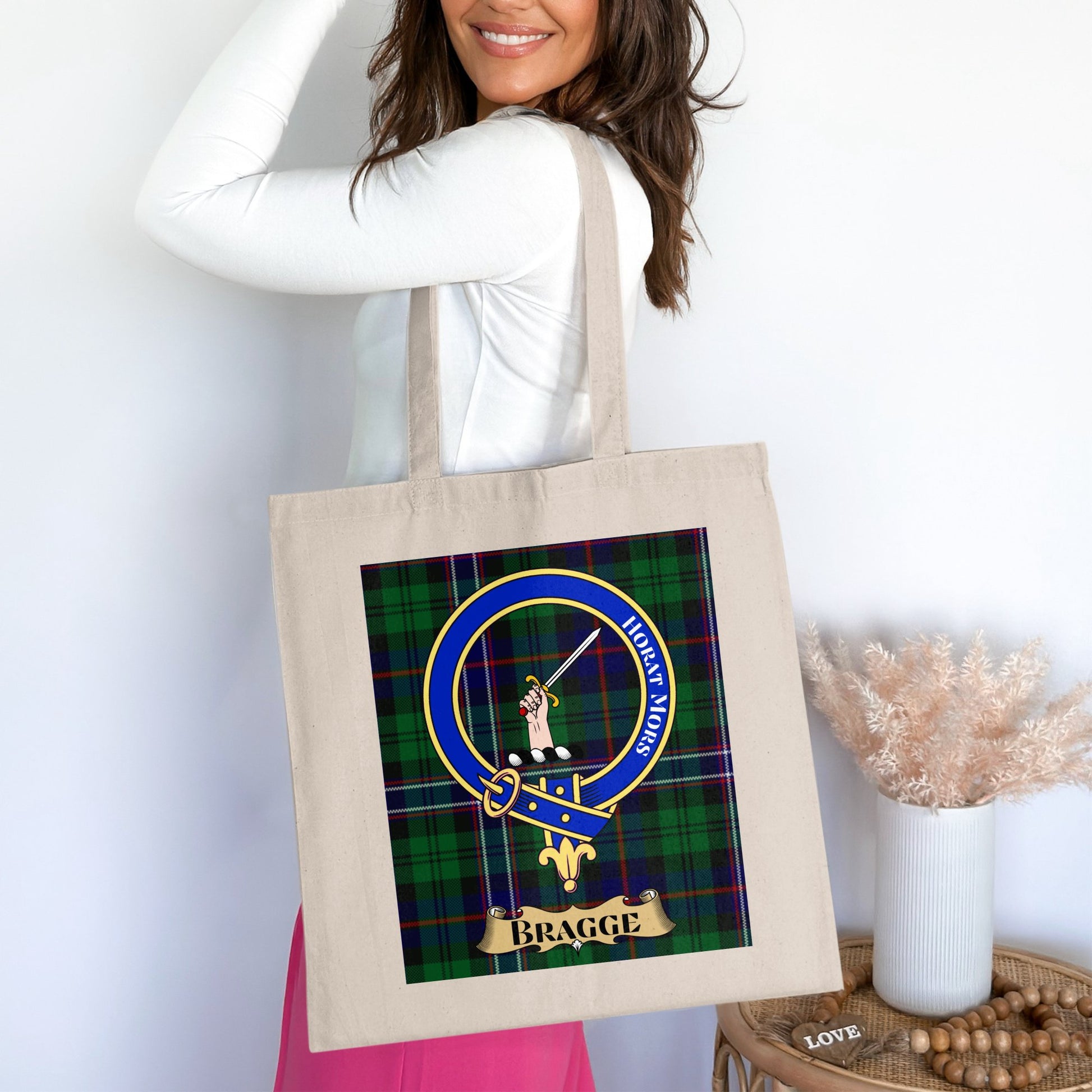 Horat Mors Scottish Tartan Clan Crest Tote Bag - Living Stone Gifts