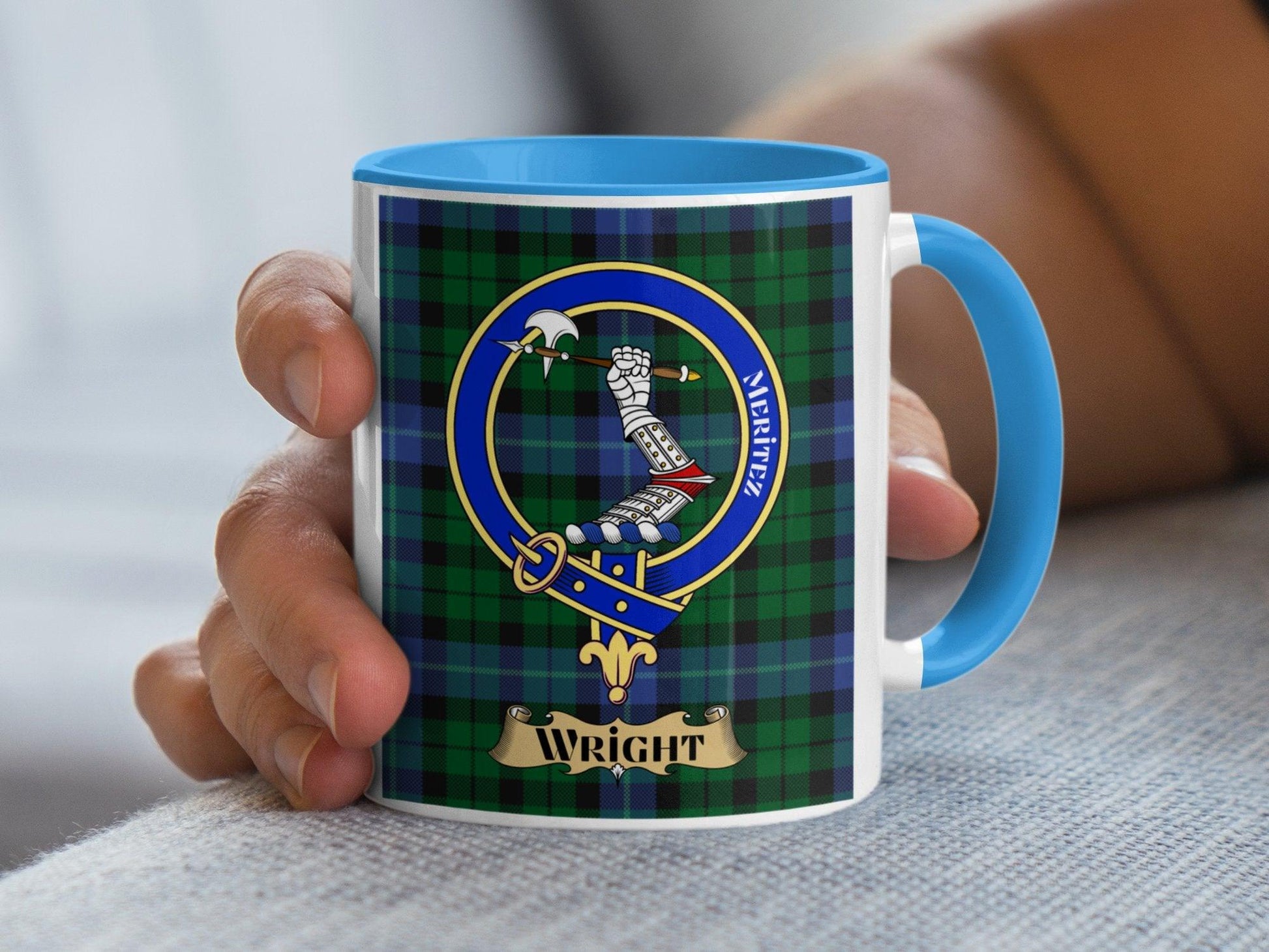 Wright Clan Crest Tartan Plaid Ceramic Coffee Mug - Living Stone Gifts