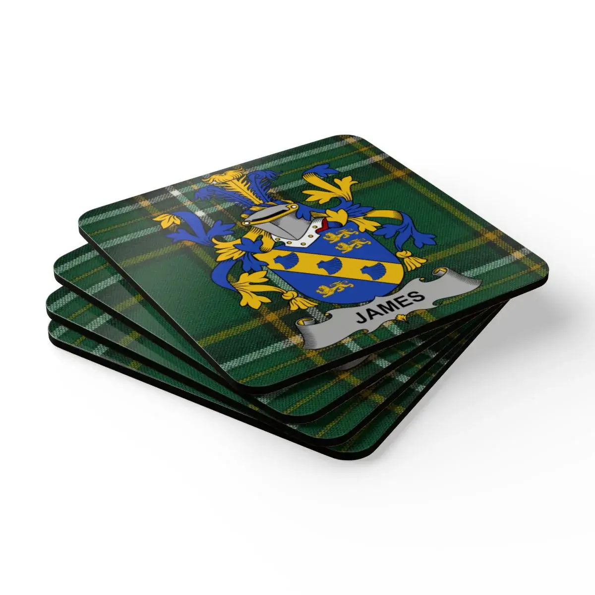 Family Crest James Design Square Coasters product type