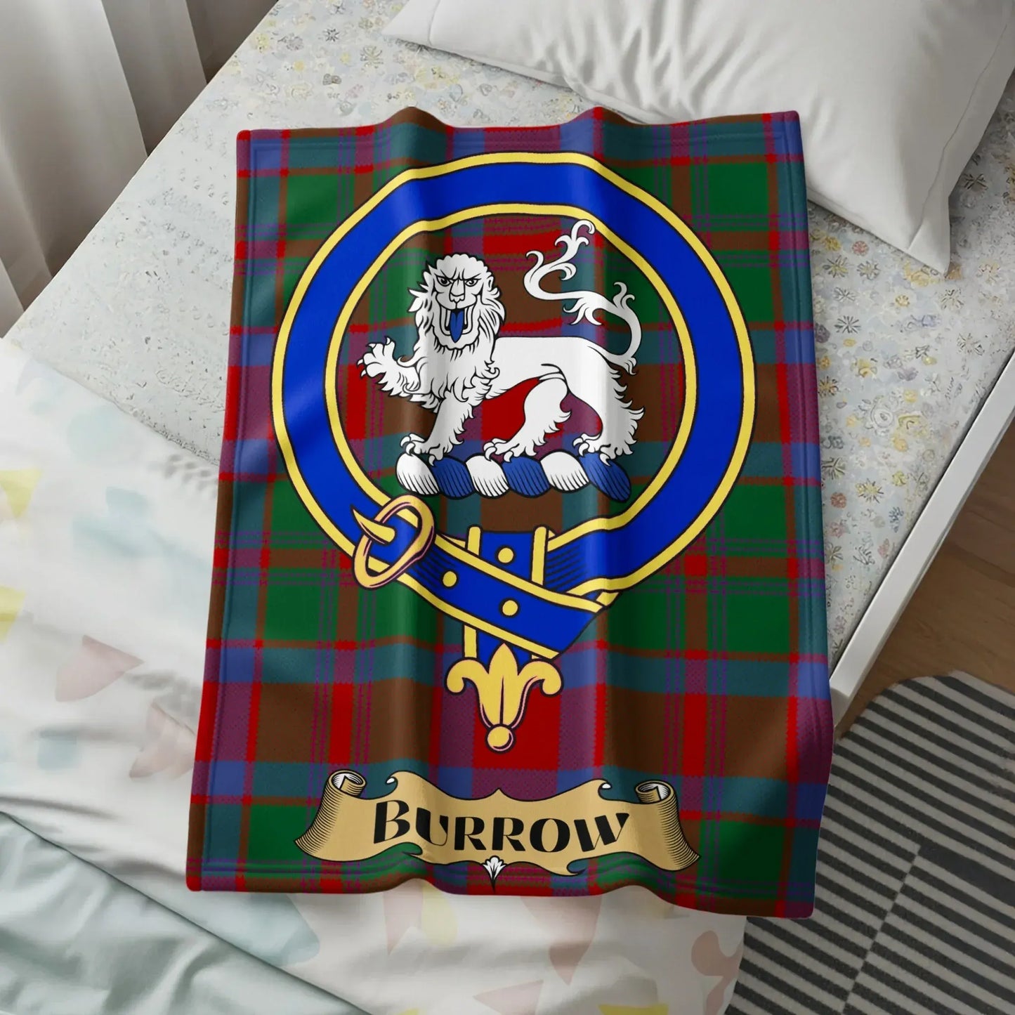 Tartan Blanket with Lion Emblem Design and Burrow product