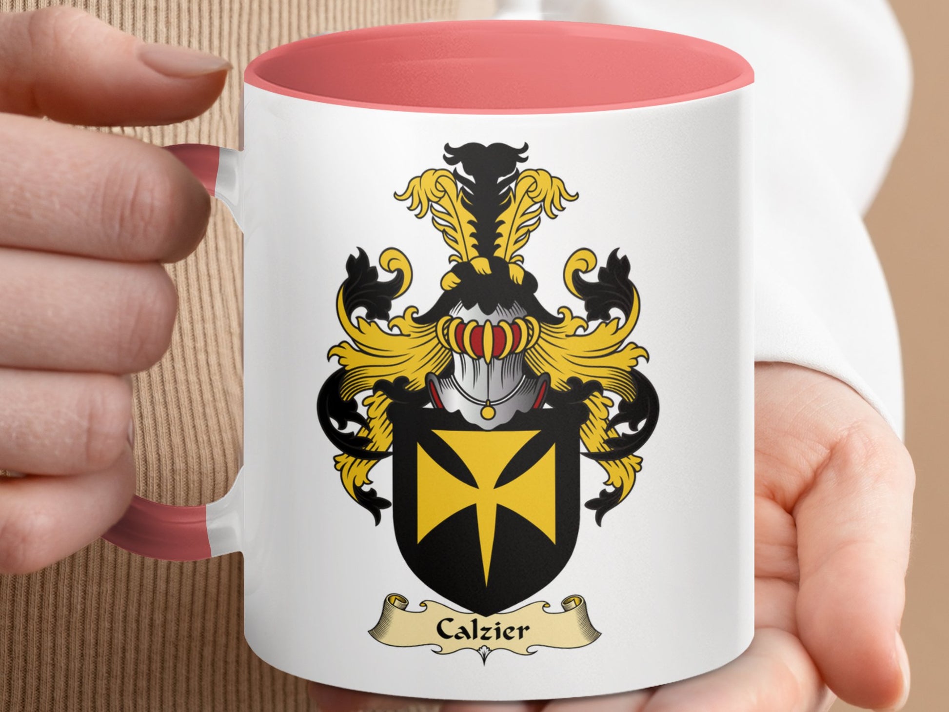 Clan Calzier Scottish Coat of Arms Accent Coffee Mug - Living Stone Gifts