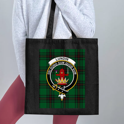 Clan Lundin Scottish Crest Tartan Tote Bag - Living Stone Gifts