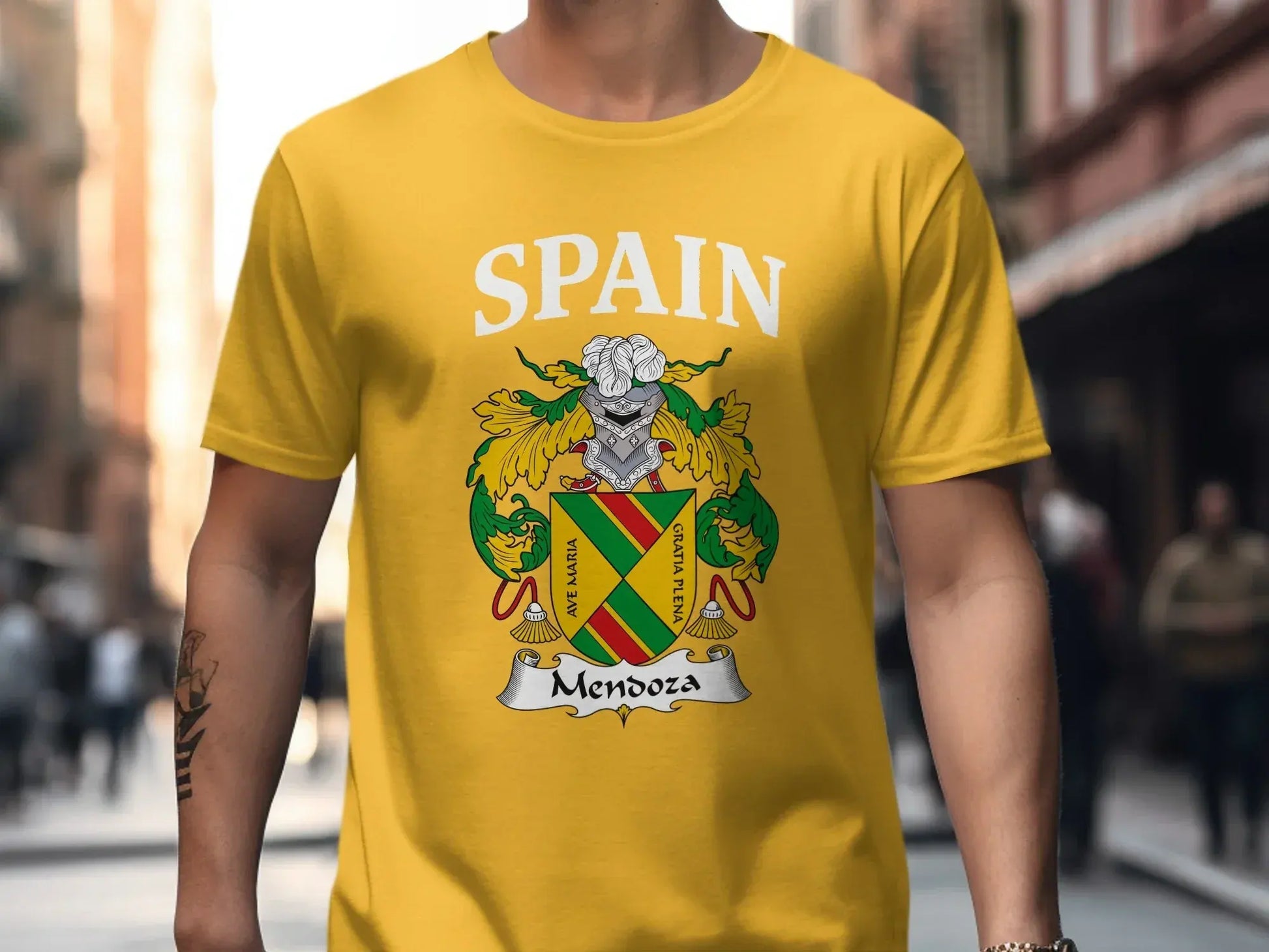 Spain Mendoza Family Crest Graphic T-Shirt product