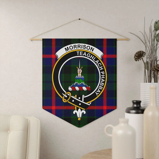 Morrison Clan Scottish Tartan Crest Wall Pennant - Celtic Ancestry Gifts