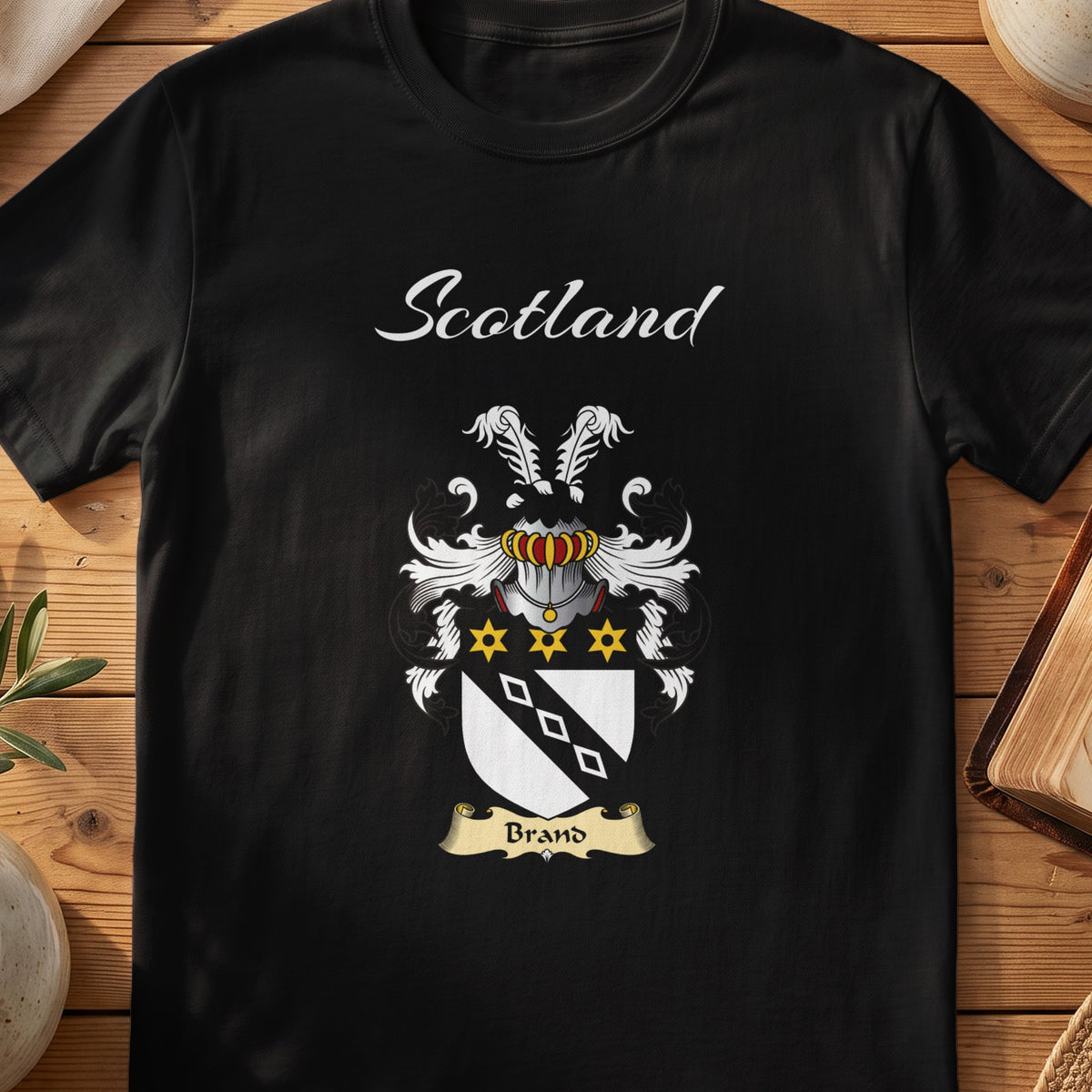 Brand Scottish family shield T-shirt in Black