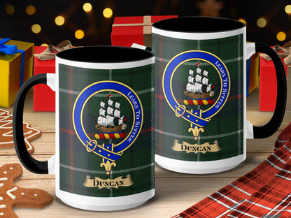 Duncan Tartan Clan Badge with Ship Design Mug - Living Stone Gifts