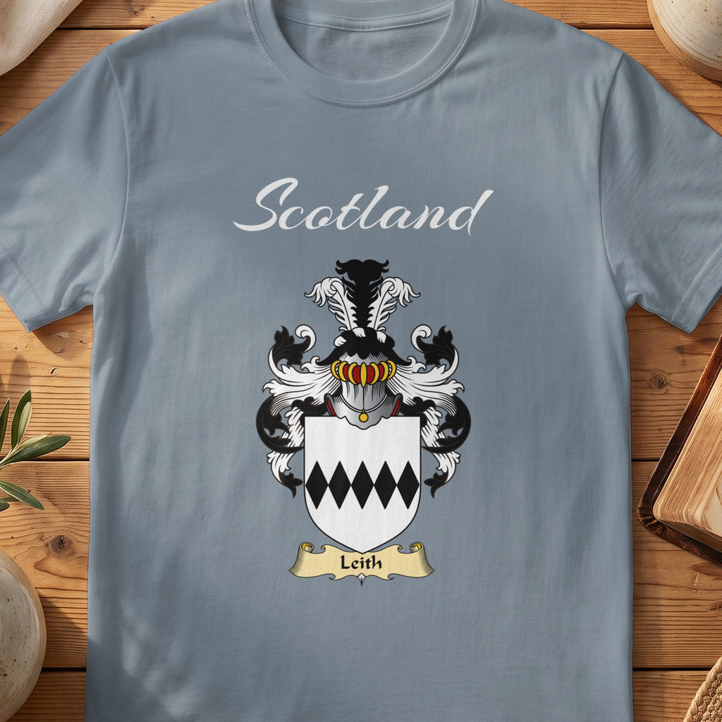Leith Scottish family shield T-shirt in Stone Blue