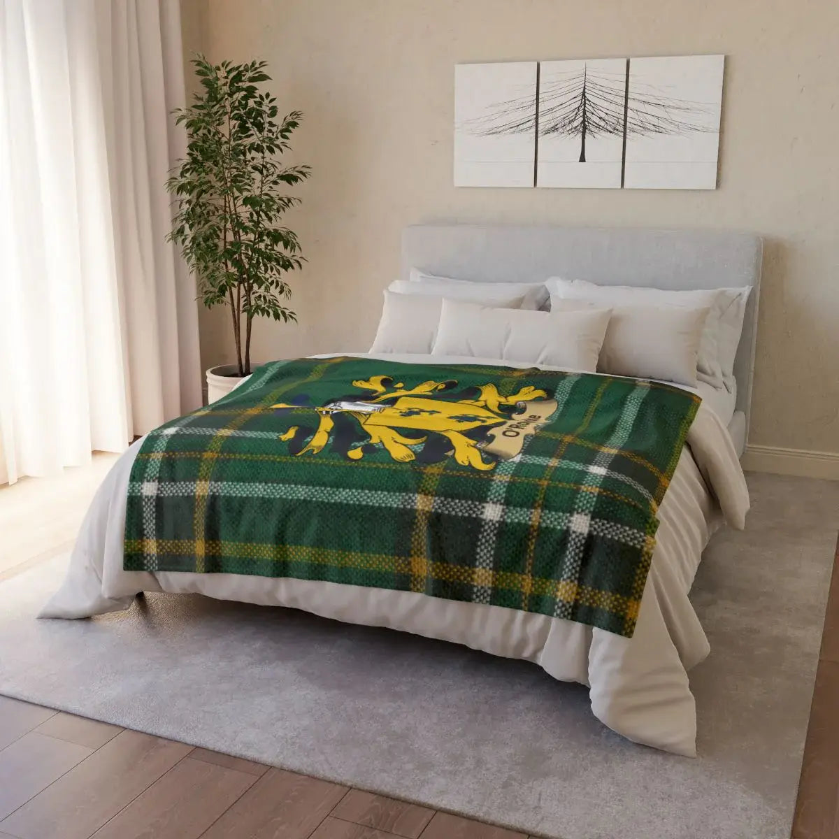 Cozy Tartan Blanket Featuring Classic Lion Design product type