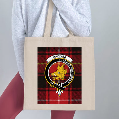 Clan Maciver Scottish Crest Tartan Tote Bag - Living Stone Gifts