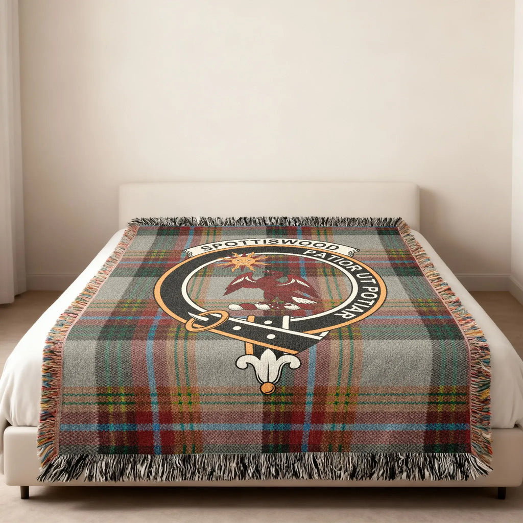 Spottiswood Tartan Plaid Blanket with CrestEmbroidered