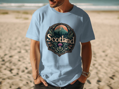 Scotland Mountain and Thistle Graphic T-Shirt - Living Stone Gifts