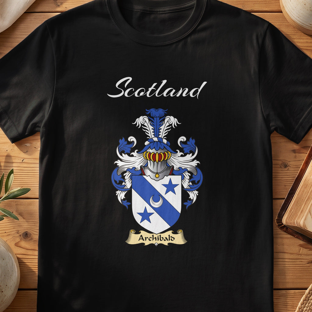 Archibald Scottish family shield T-shirt in Black