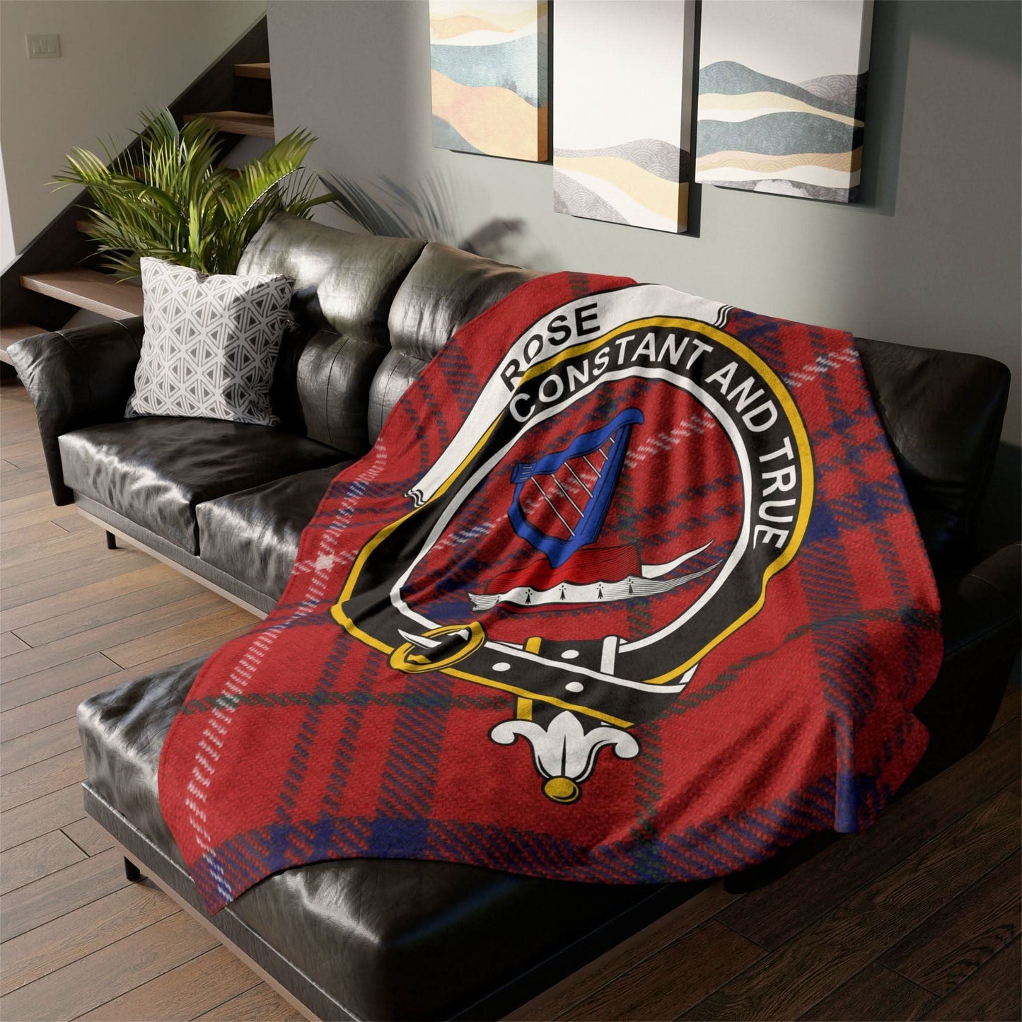 Rose Clan Tartan Blanket – Scottish Crest Throw, Soft & Cozy - Celtic Ancestry Gifts