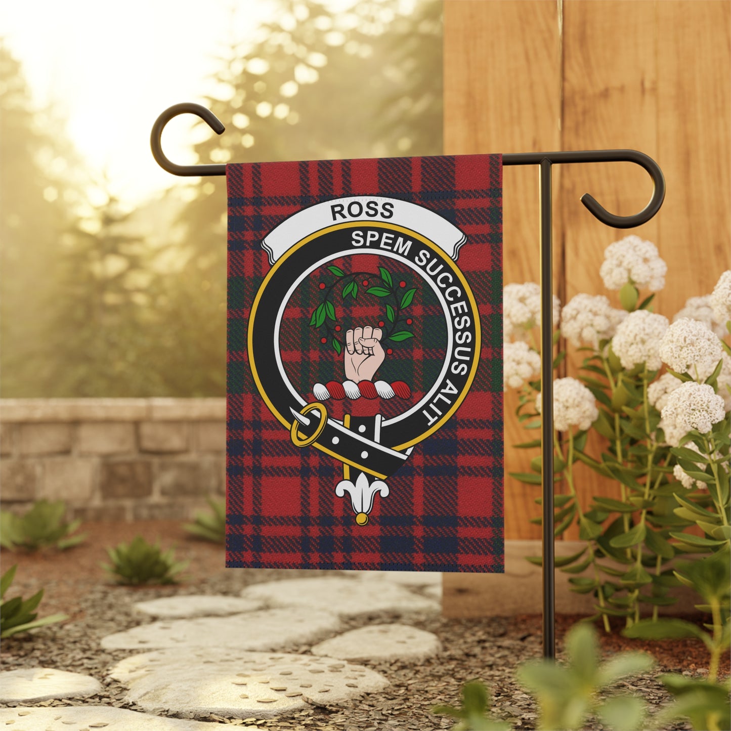 Ross Clan Scottish Tartan Crest Garden Flag