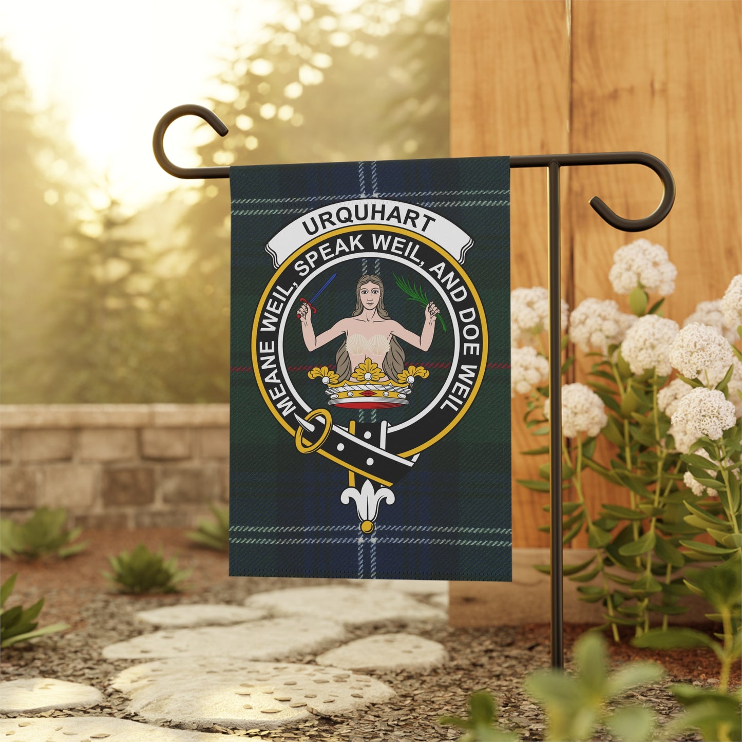 Urquhart Clan Scottish Tartan Crest Garden Flag