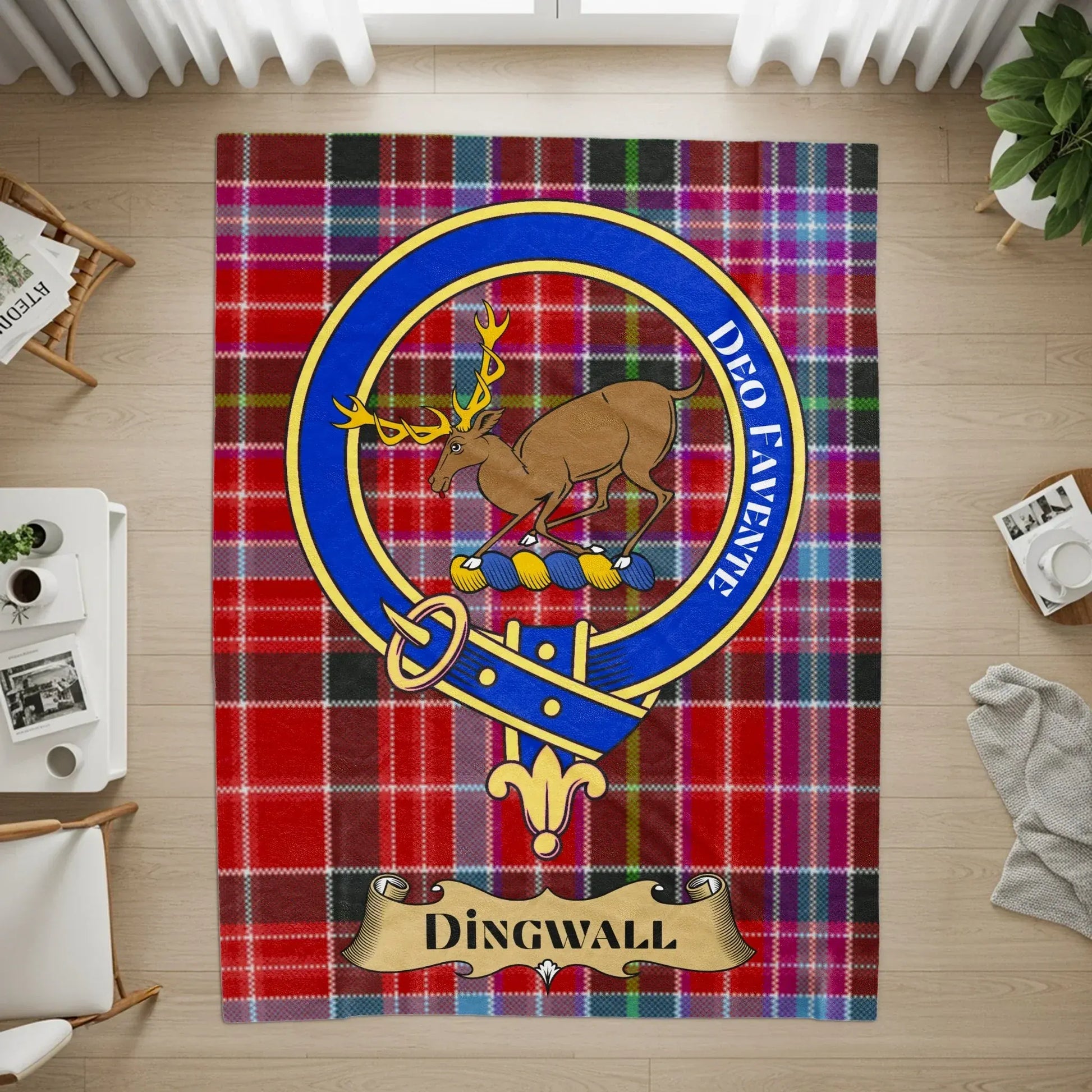 Deo Favente Dingwall Clan Crest Tartan Rug product