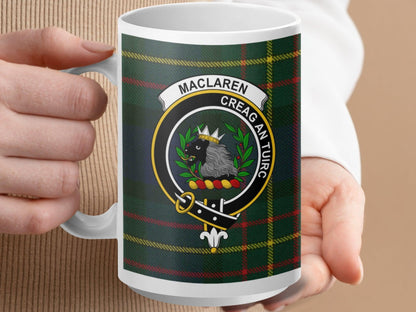 Maclaren Crest with Clan Tartan Plaid Design Mug - Living Stone Gifts