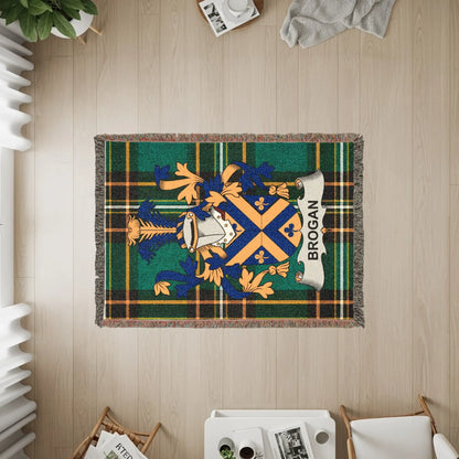 Brogan Clan Tartan Plaid Crest Woven Throw Blanket product type
