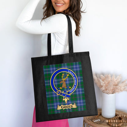 Virtutis Semper Virtus Green Clan Crest Tote Bag - Living Stone Gifts