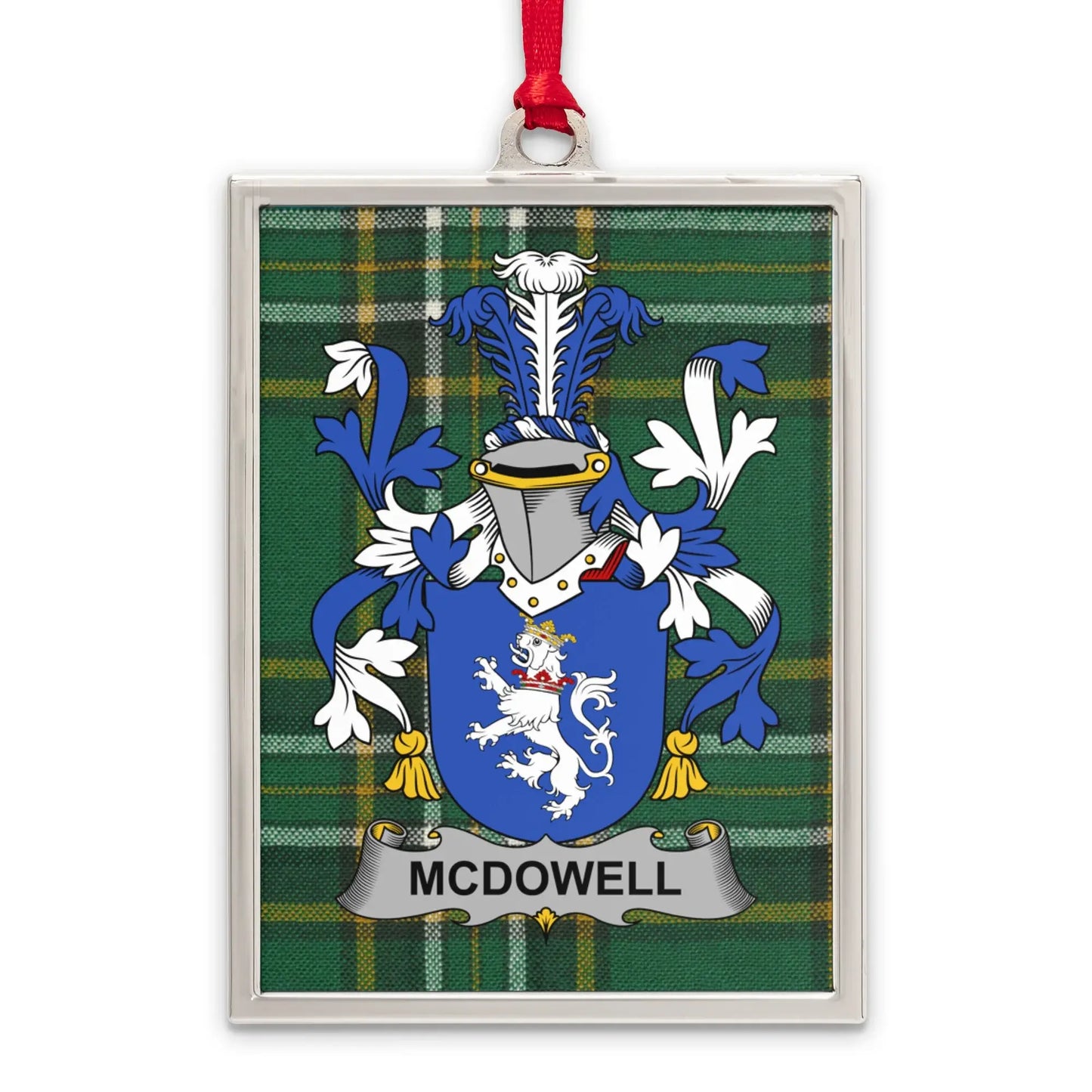 McDowell Family Crest Plaid Background Ornament product