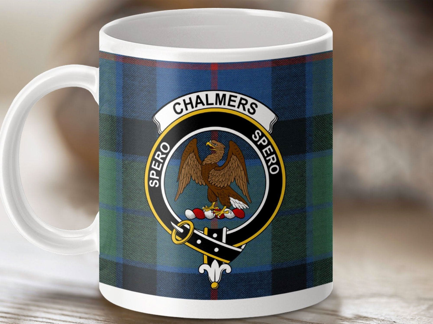 Chalmers Spero Spero Crest on Tartan Mug product type