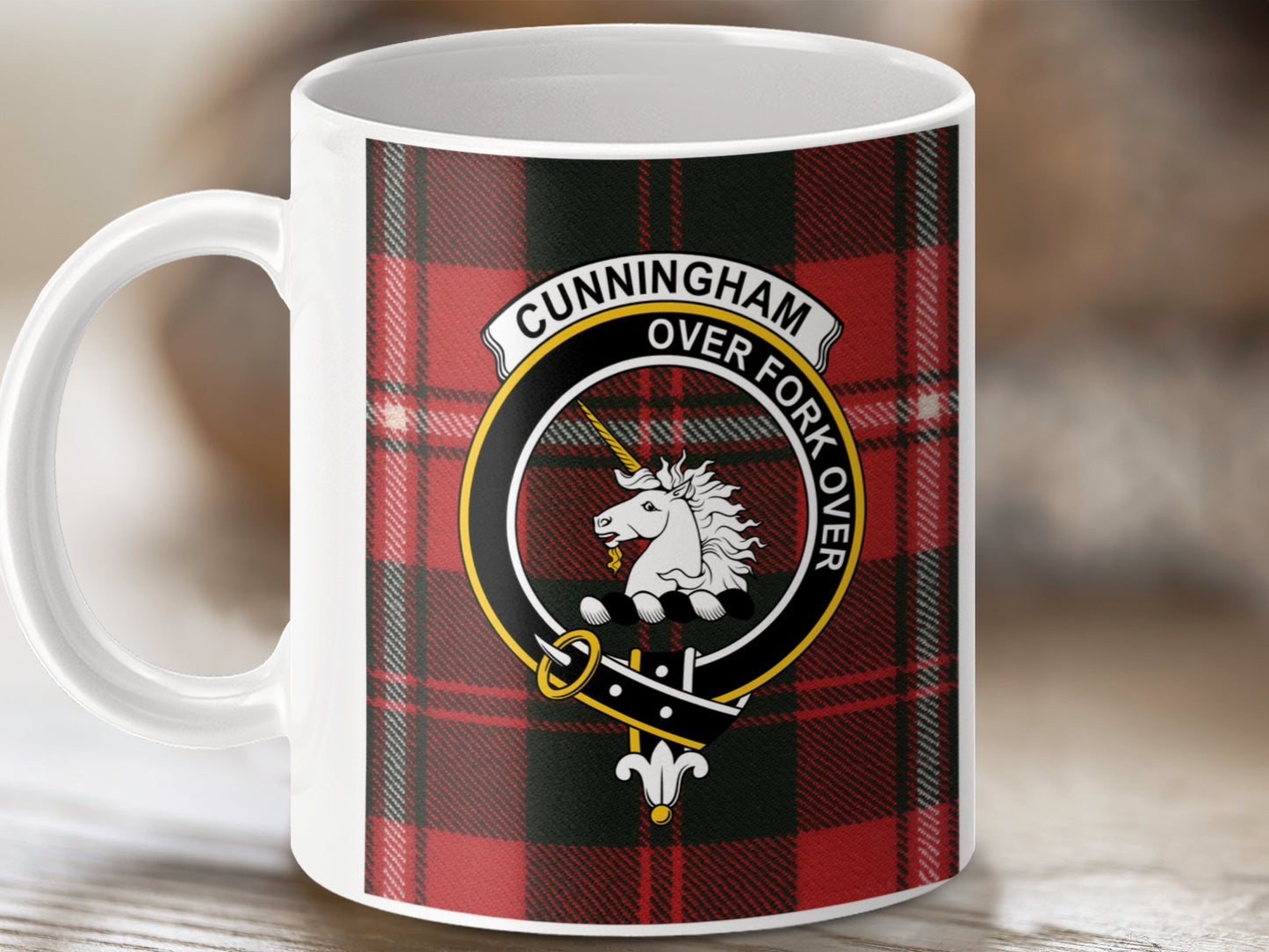 Clan Cunningham Scottish Tartan Crest Mug - Living Stone Gifts